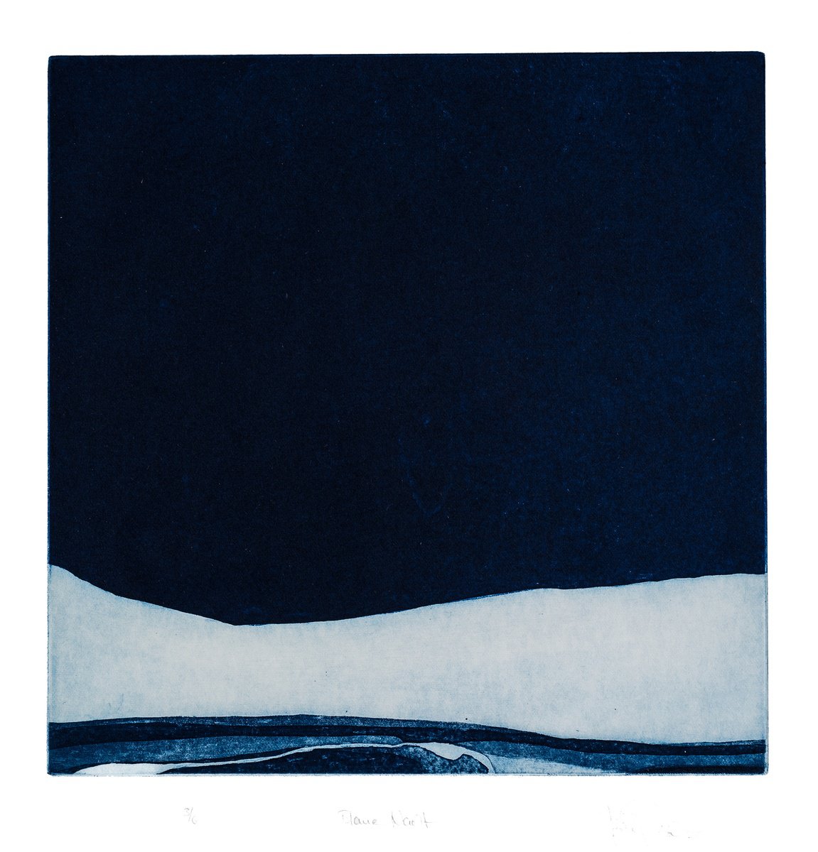 Impressionistic Landscape Etchings & Engravings By Heike Roesel, 13 X 13, Blaue Nacht (Blue Night), Original Artwork