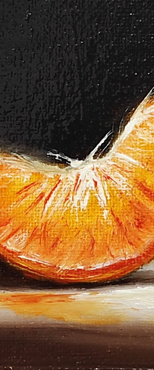 Little orange segment  still life by Jane Palmer Art