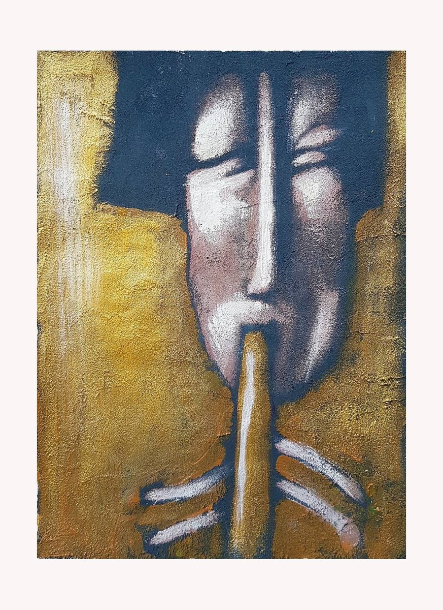 Abstract Portrait Painting By Zhana Viel, 9 X 12", Oggend, Original Artwork