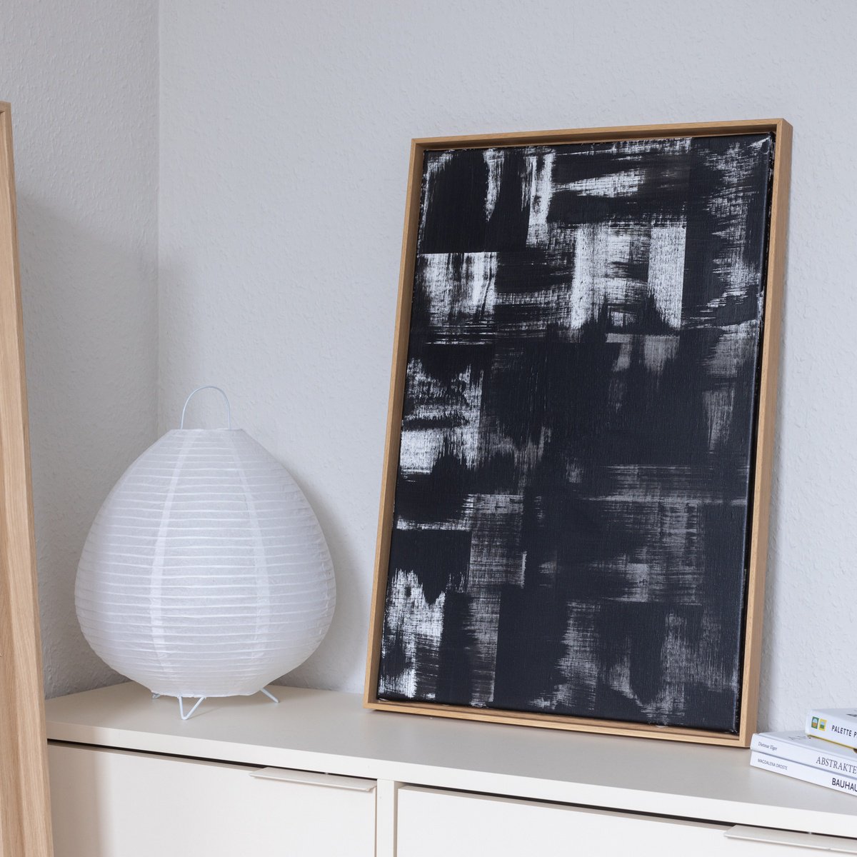 Organic Abstract Acrylic Painting By Mareike Bohmer, 17 X 24", Black Brushes 6, Original Artwork