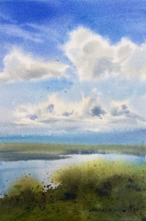Clouds over the river #7 by Eugenia Gorbacheva