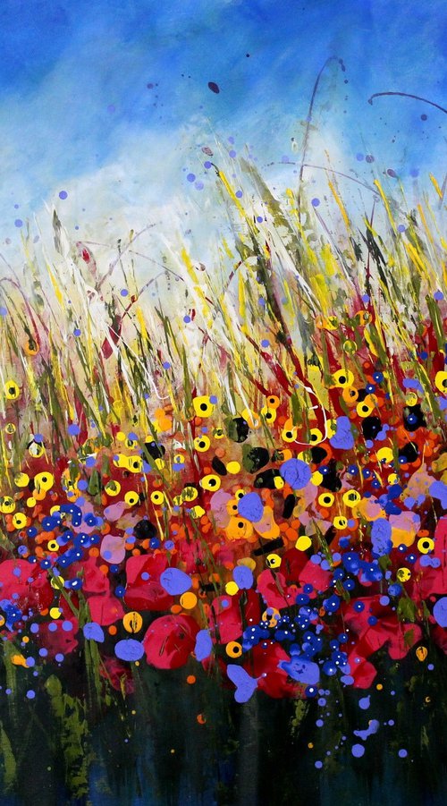Take Me To The River -  Large Original abstract floral painting by Cecilia Frigati