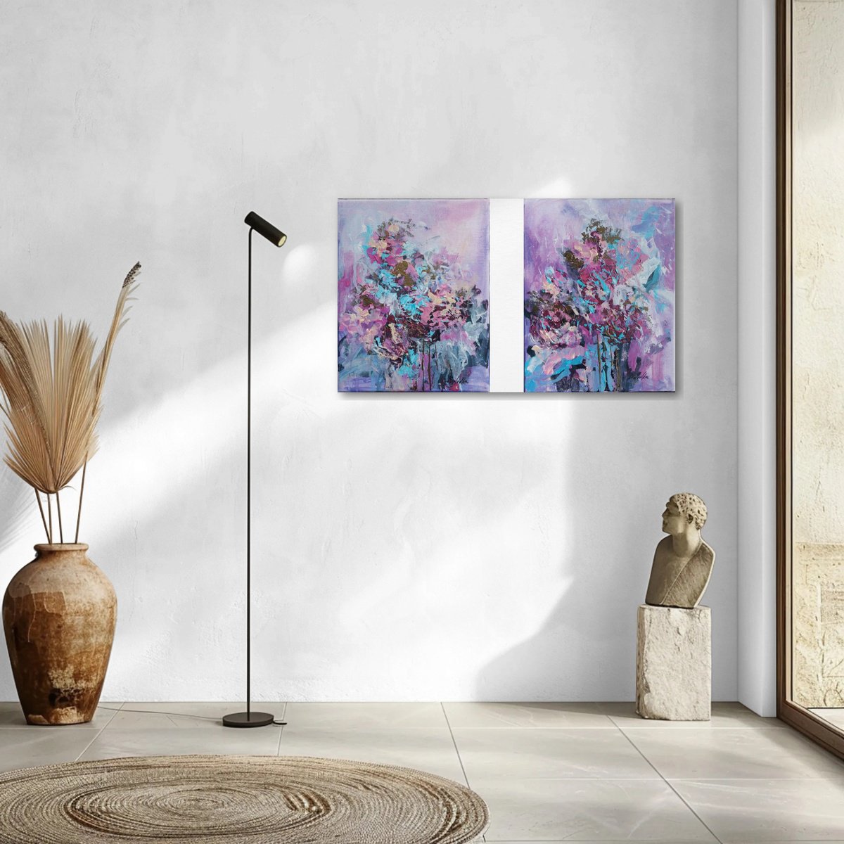 Abstract Acrylic Painting By Katia Solodka, 19 X 12", Sunny Day 1-2, Original Artwork