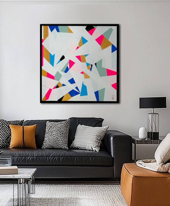 Fractured White and Neon pink