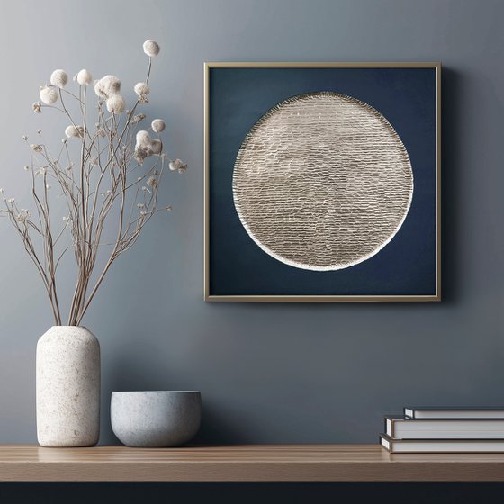 "Blue Mars" Blue silver abstract textured art