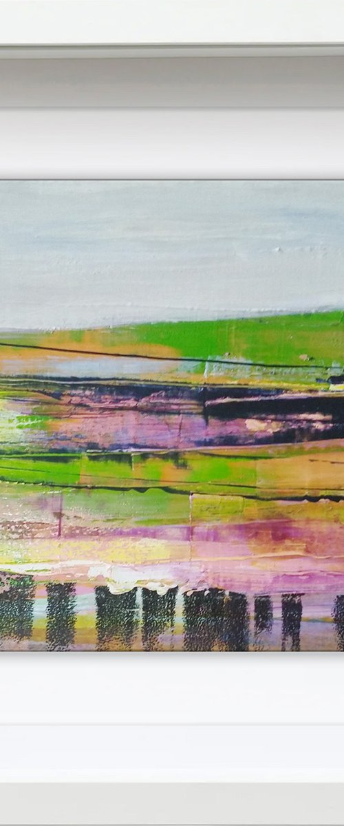 Framed ready to hang original abstract - abstract landscape #32 by Carolynne Coulson
