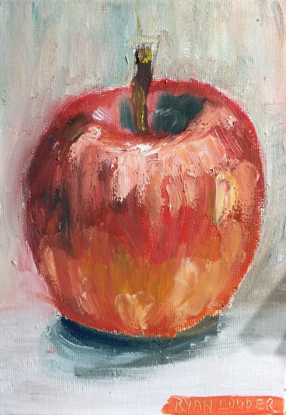 Apple 7x5 oil on canvas board