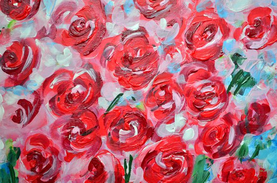 Roses for the Beloved- Modern  impressionistic flowers Gift idea