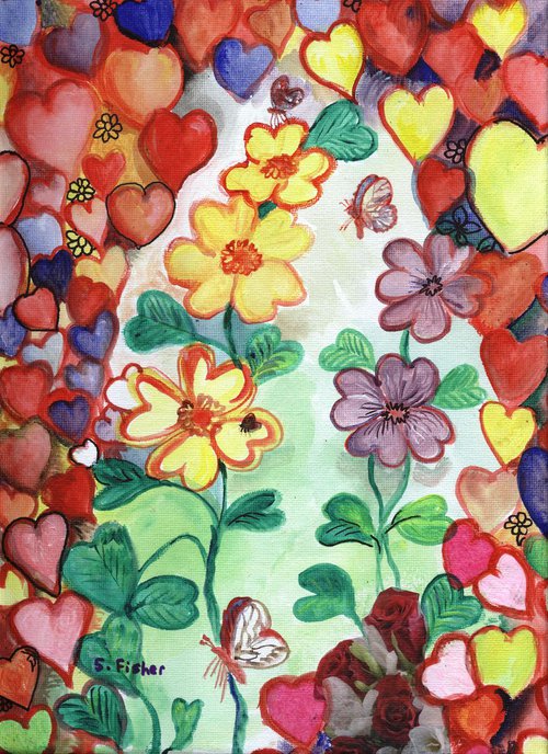 hearts and flowers by Sandra Fisher