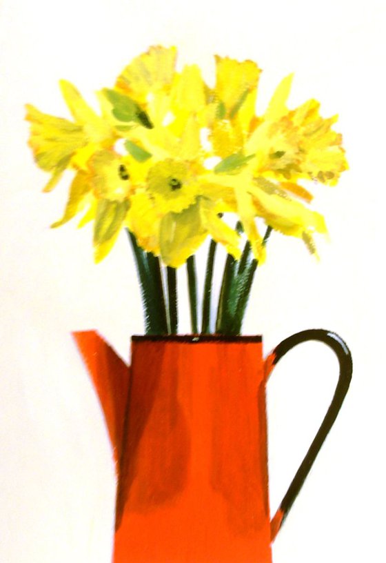 Daffodils in Red Jug