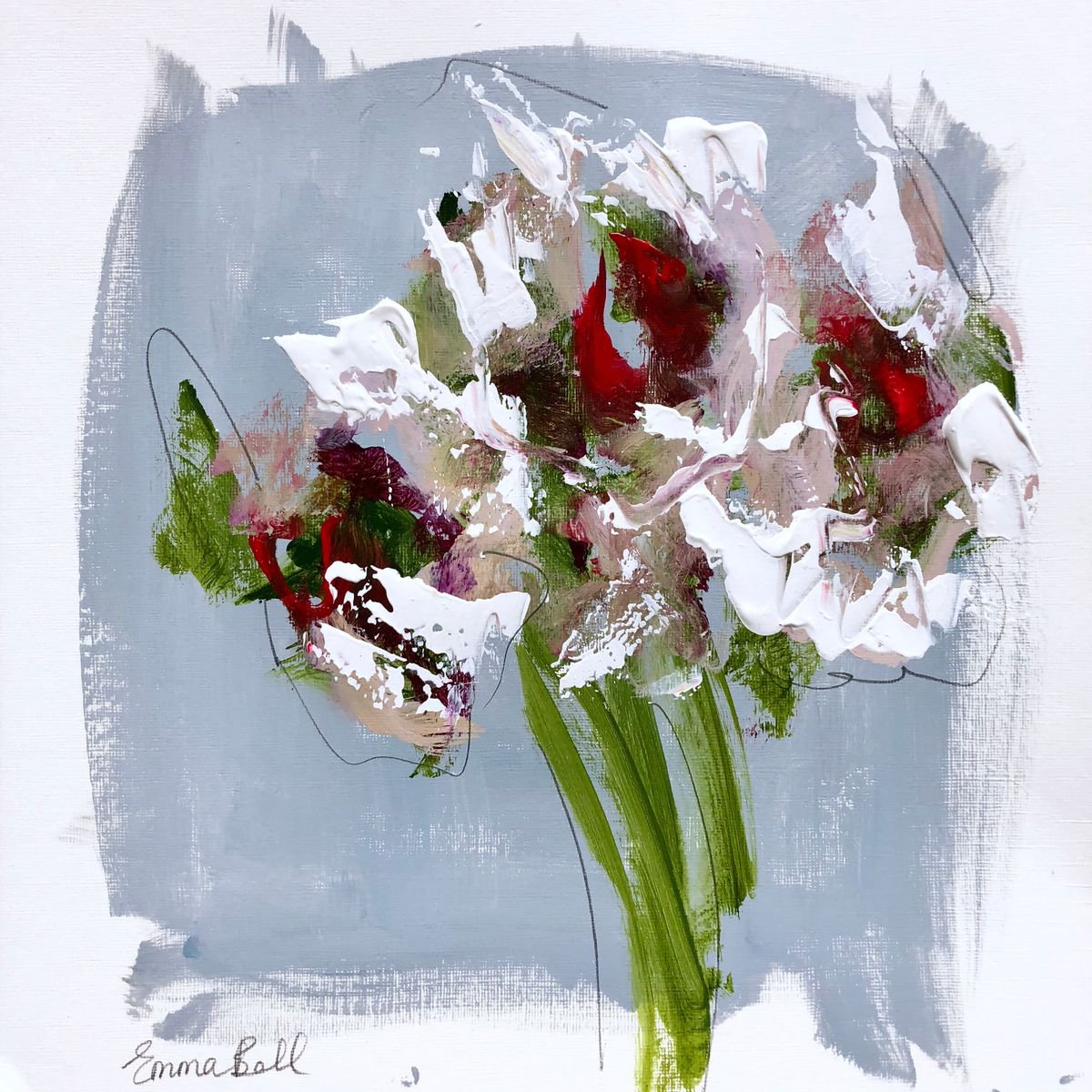 White Flower acrylic on paper 2 by Emma Bell