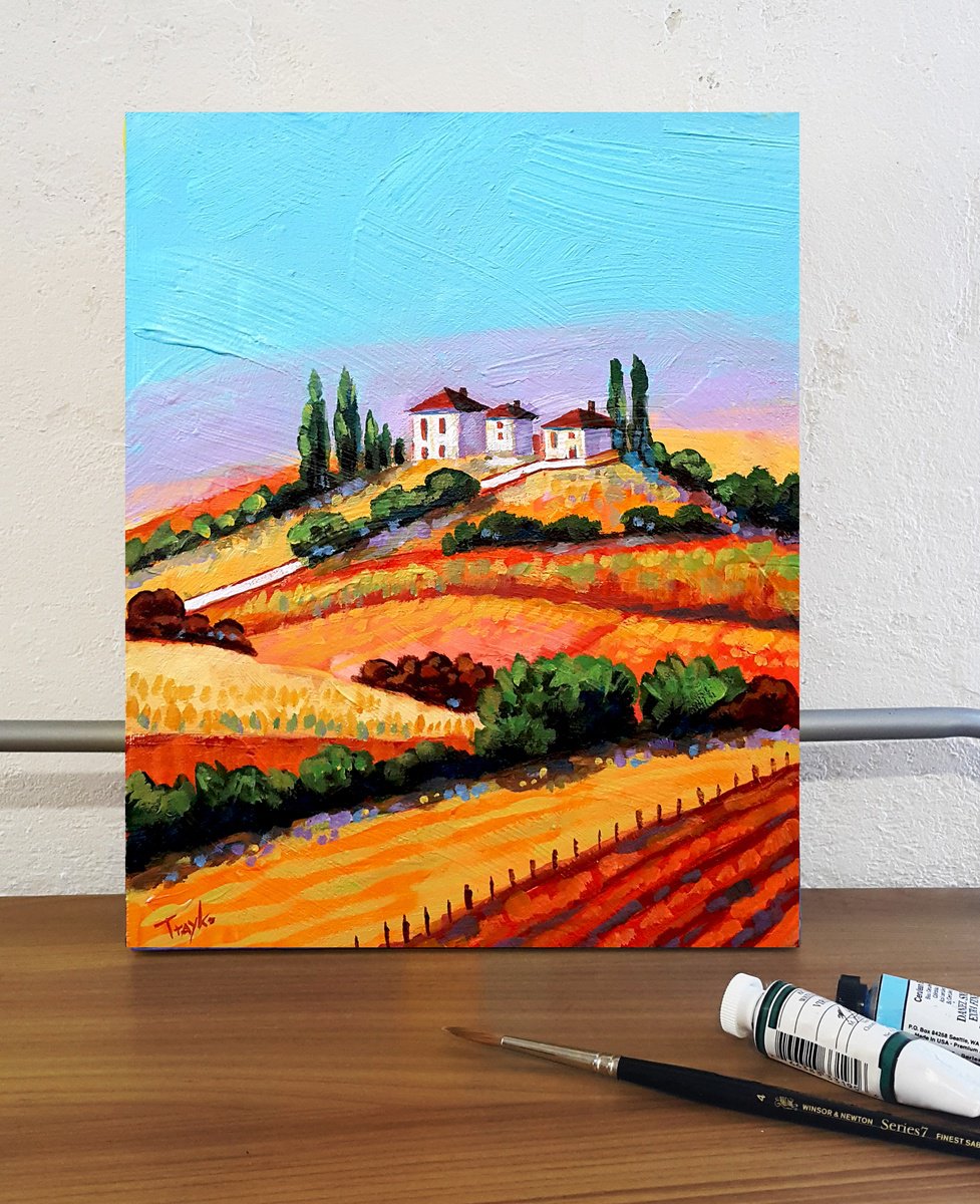 Impressionistic Landscape Acrylic Painting By Trayko Popov, 8 X 10", Twelve O
