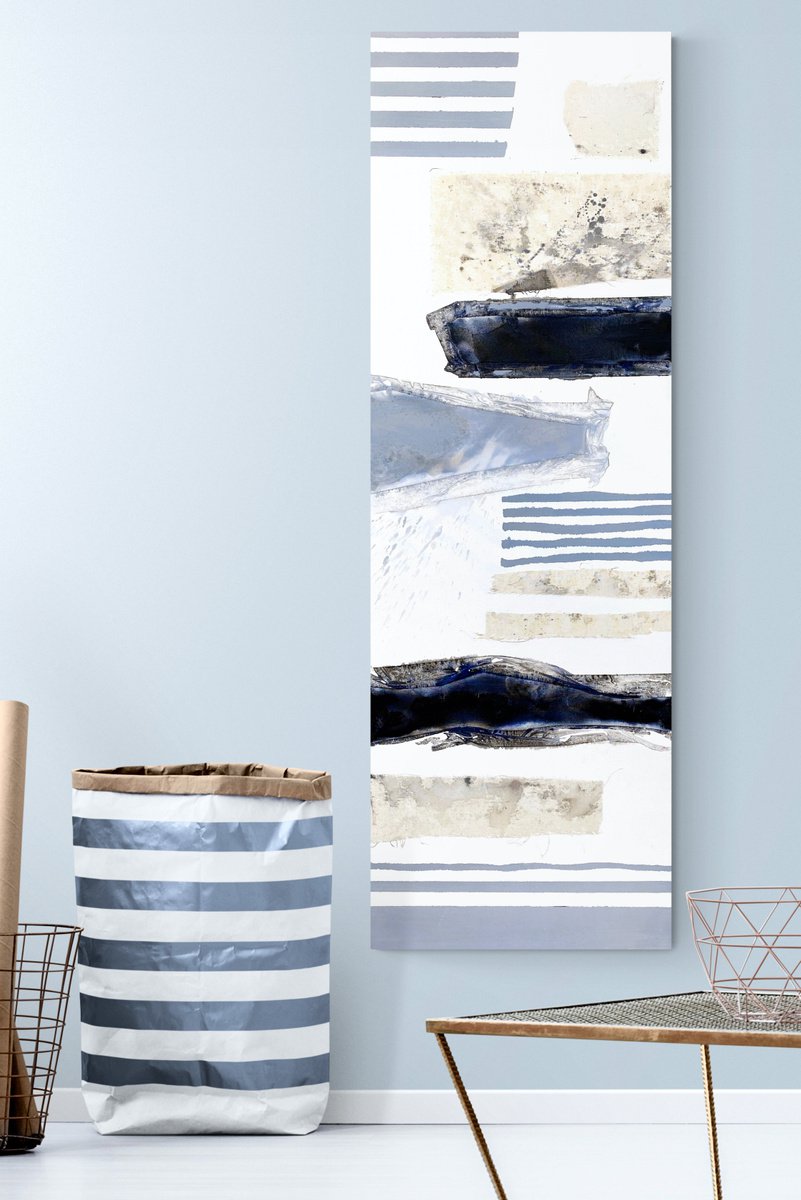 Abstract Painting By Cristina Dalla Valentina, 16 X 47, Strata /14, Original Artwork