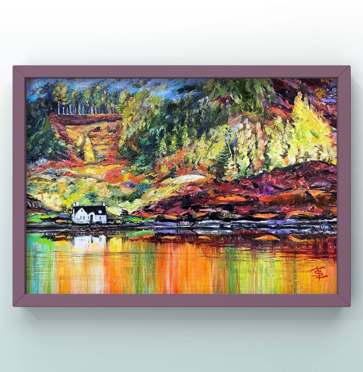 Impressionistic Landscape Oil Painting By Elvira Sesenina, 12 X 8, Scottish Autumn, Original Artwork