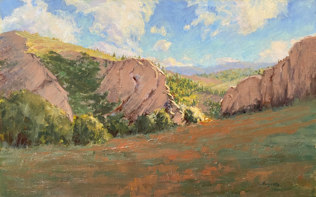 Impressionistic Landscape Oil Painting By Tatyana Fogarty, 20 X 13", Rocky Mountains Afternoon Landscape, Original Artwork