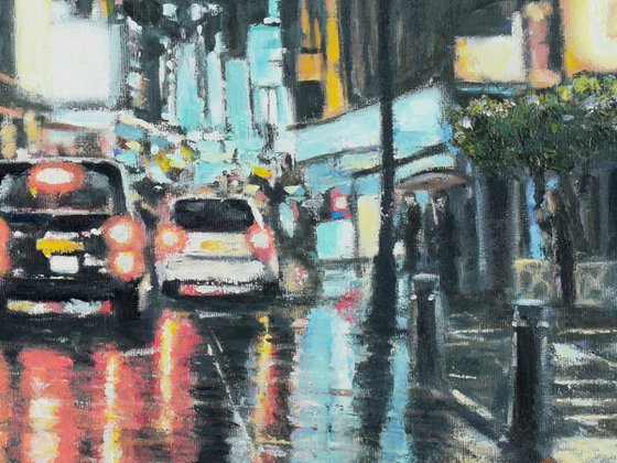 London - West End At Night - Oil on canvas - 20" x 16"