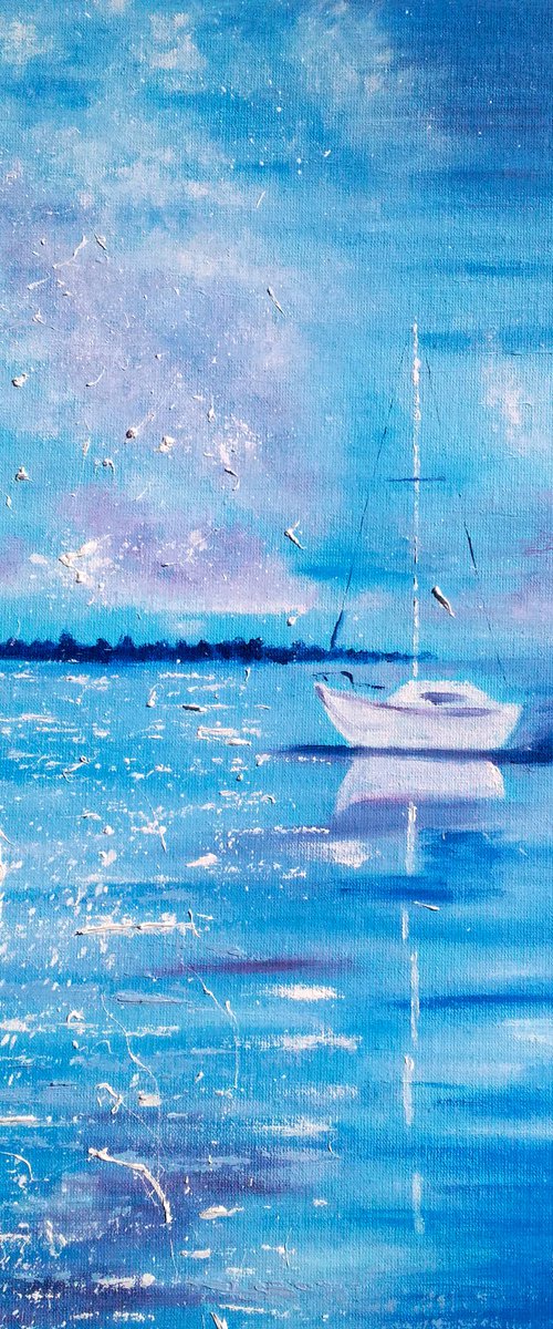 Sailboat original oil painting by Halyna Kirichenko