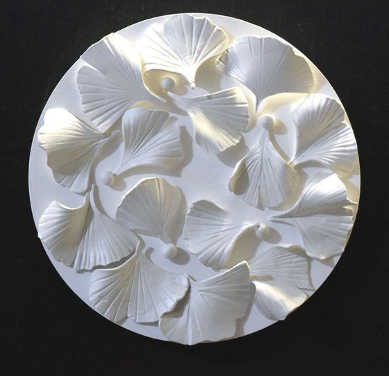 Ginkgo Leaves - Clay on Wooden panel