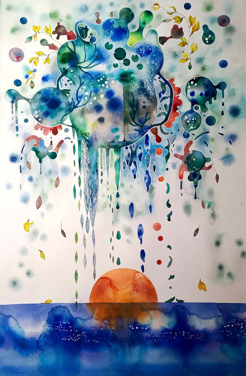 Abstract Watercolour By Ilaria Finetti, 26 X 40, Geoflora Di Un