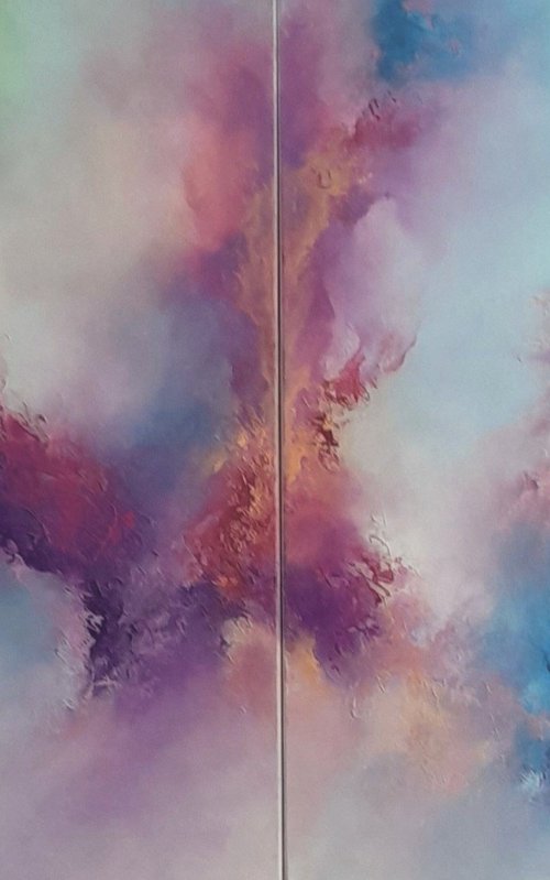 Sweet Spring  (Large Diptych Oil Painting - 100cms X 70cms) by Gillian Luff