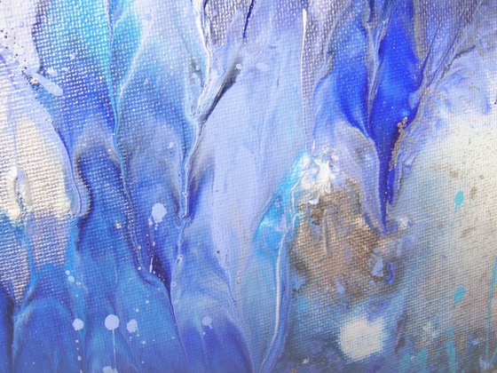 "Blue splashes" Small Painting 30 x 40 cm