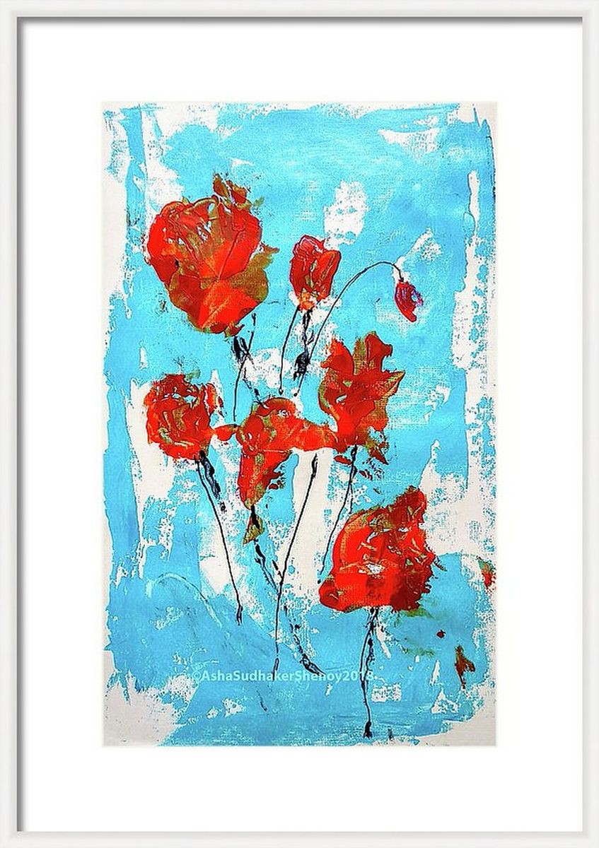 Red Roses Abstract Floral Gift Art Expressionism Artfinder