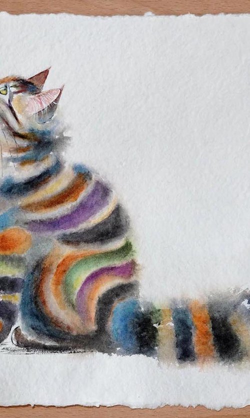 Miss Stripes - Tabby Cat by Denise Laurent