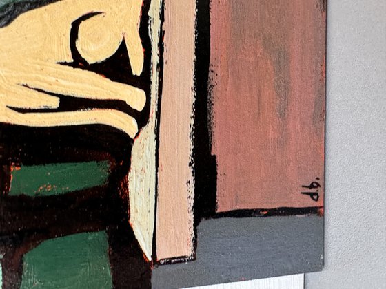 Woman And Dog Small Original Painting