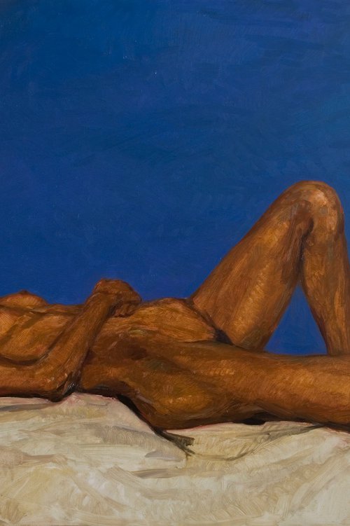 nude black woman in blue by Olivier Payeur