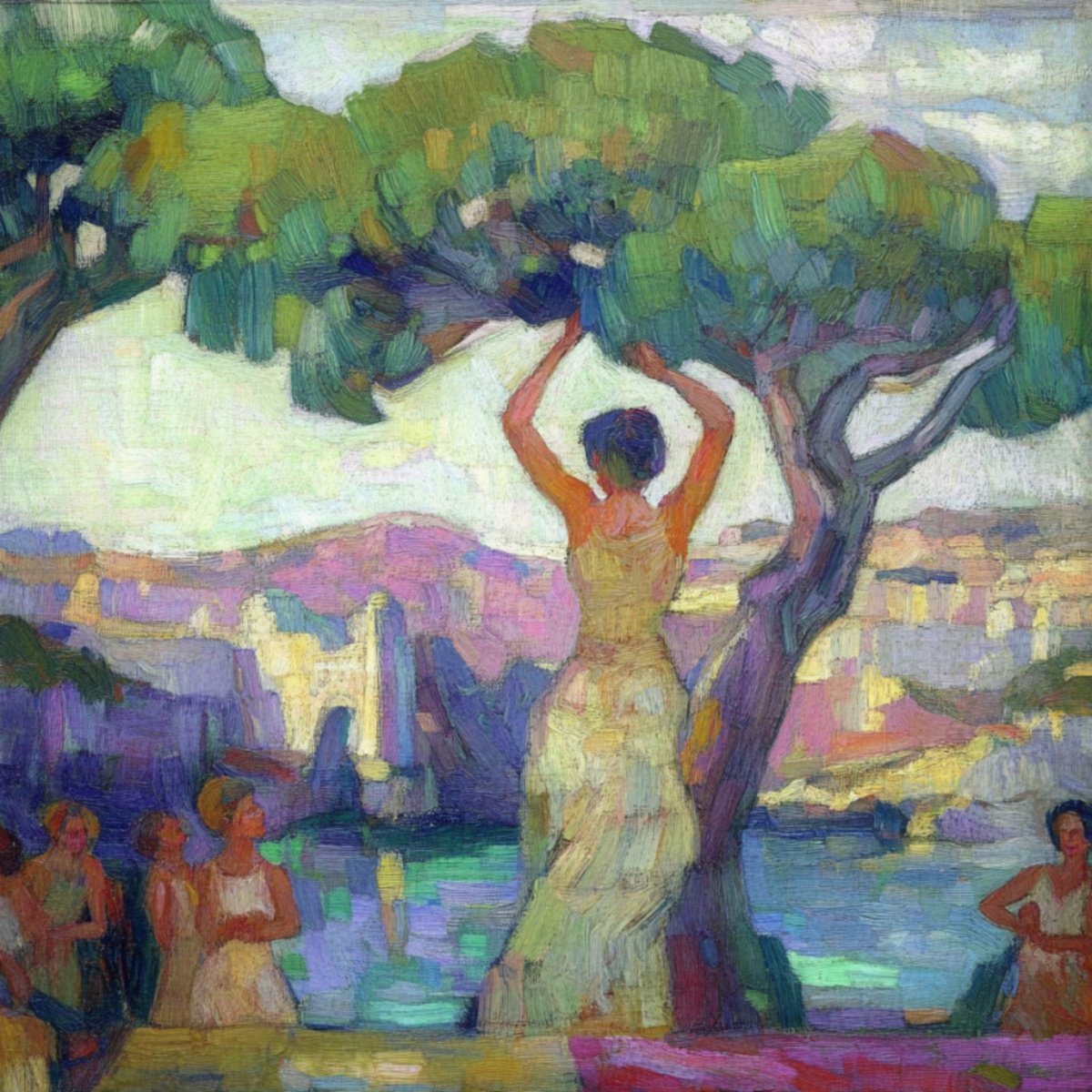 Impressionistic Portrait Print By Elena Avanesova, 31 X 31, Woman In A Dress, Original Artwork