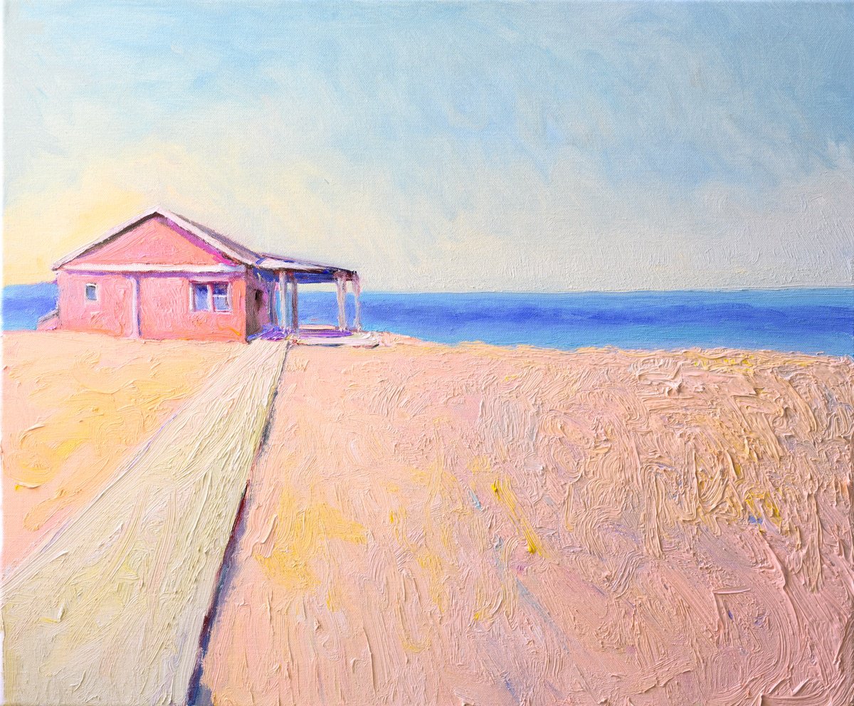 Beach Sand and Pink House by Suren Nersisyan