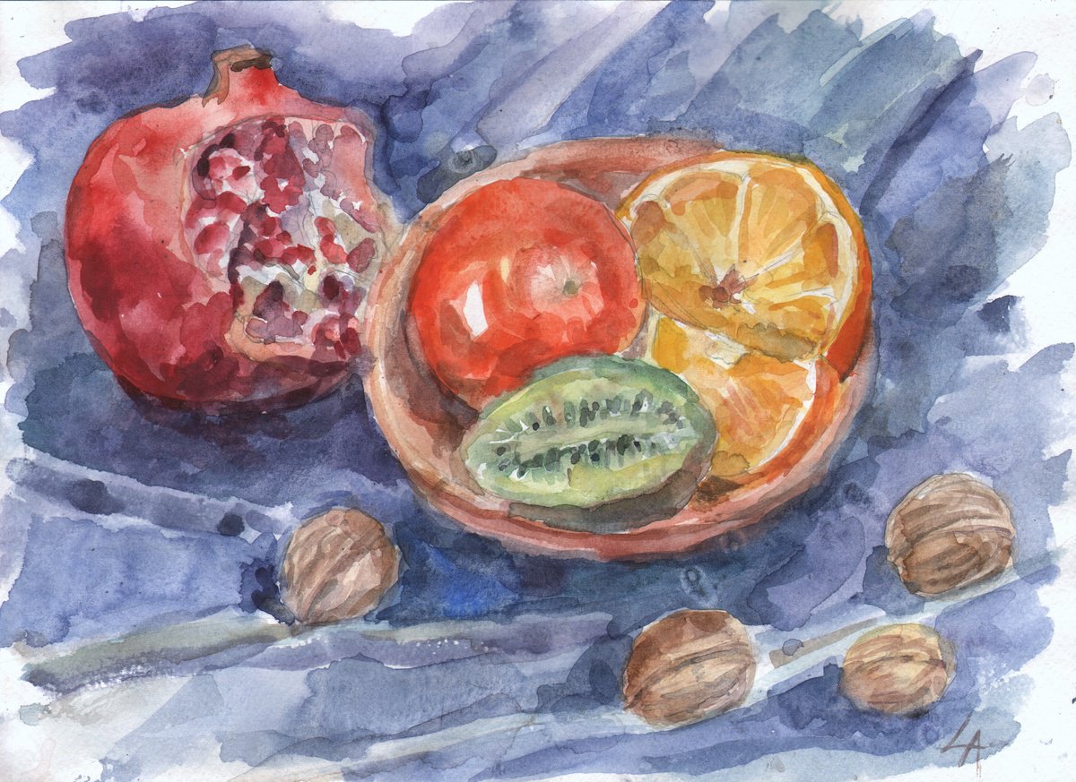 Still life with pomegranate by Elena Lykhodid