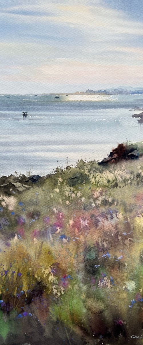 The sea coast At sunset by Eugenia Gorbacheva