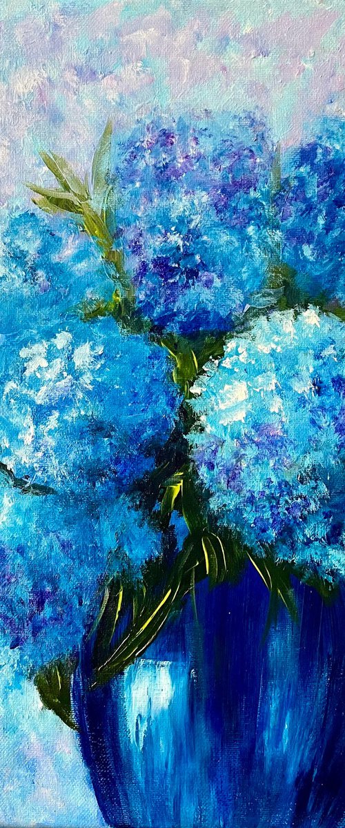 Hydrangeas abstract flowers by Tanja Frost