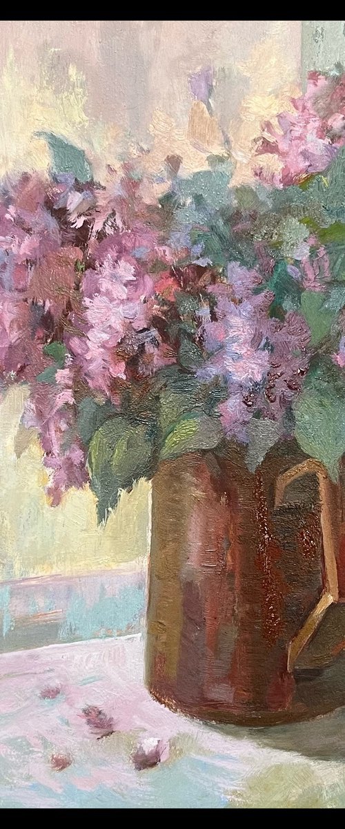 Still life Spring Lilac Ukrainian original artwork by Roman Sergienko