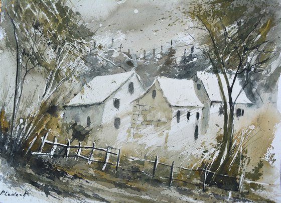 Rural landscape  watercolor