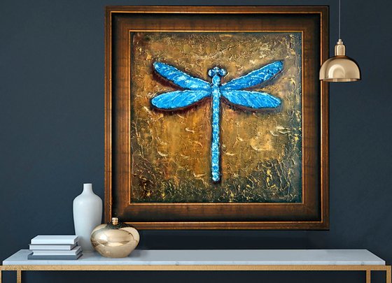 Blue dragonfly, 40x40 cm.