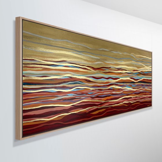 Golden Flow - 152 x 61 cm - metallic gold paint and acrylic on canvas