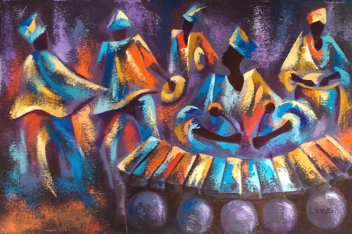 Music From Africa, Musical Painting By Alex Mensah, 24 X 15, Artwork For Sale On Artfinder