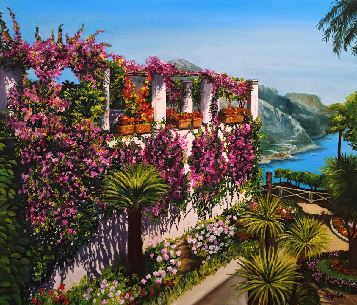Photorealistic Oil Painting , Landscape - Amalfi Coast By Anna Rita Angiolelli, 28 X 24, Artwork For Sale On Artfinder
