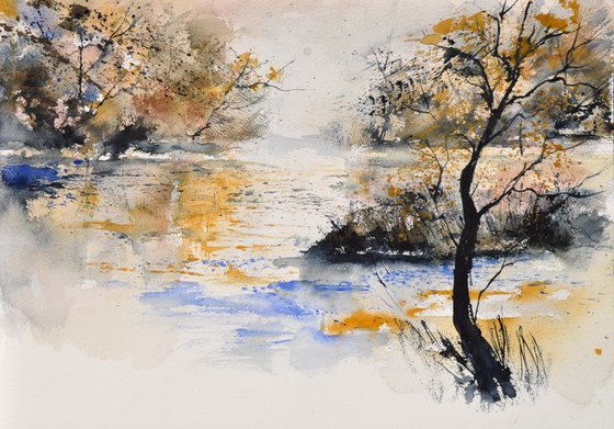 Peaceful waters   - watercolor - 45412032