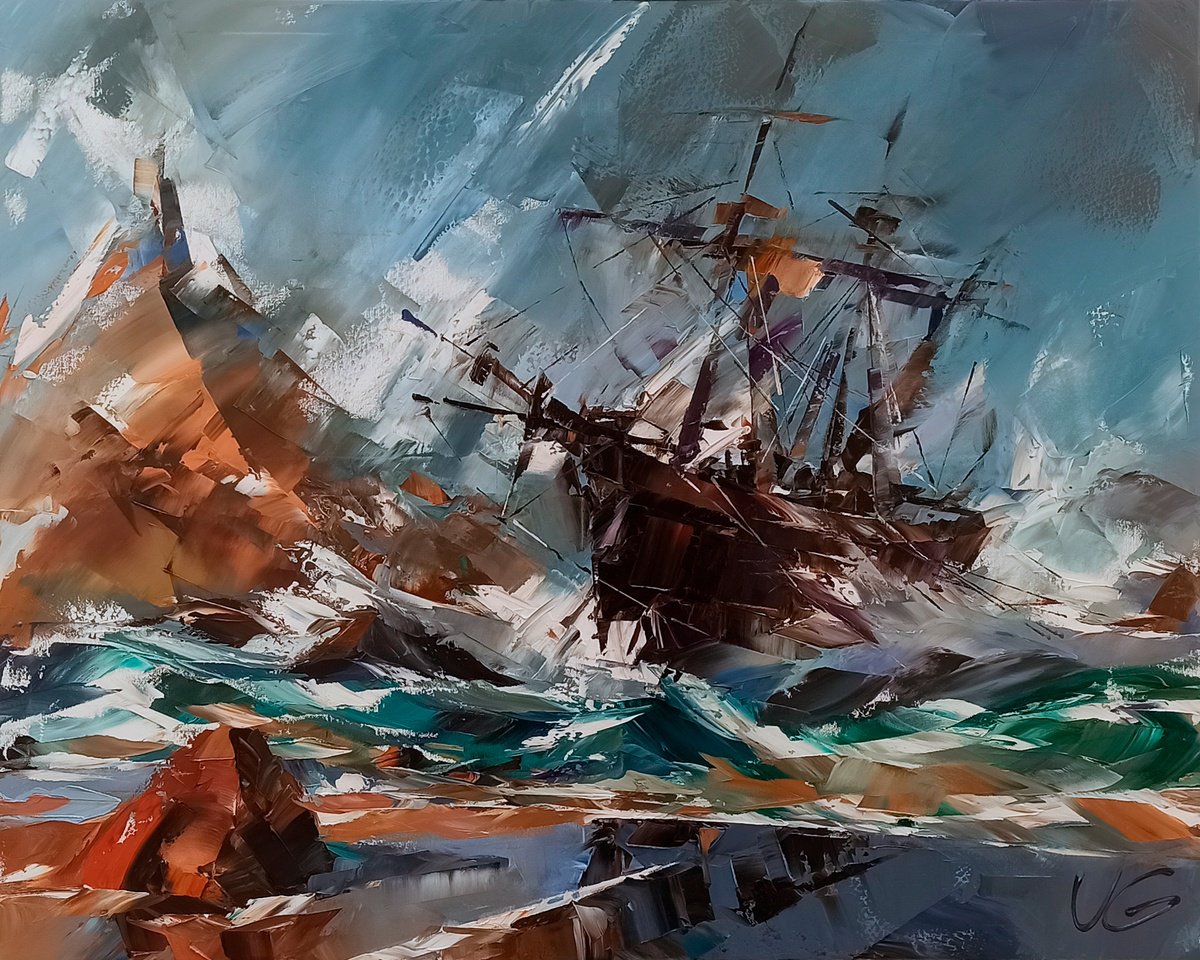 Impressionistic Landscape Oil Painting By Volodymyr Glukhomanyuk, 39 X 31", Salvation, Original Artwork