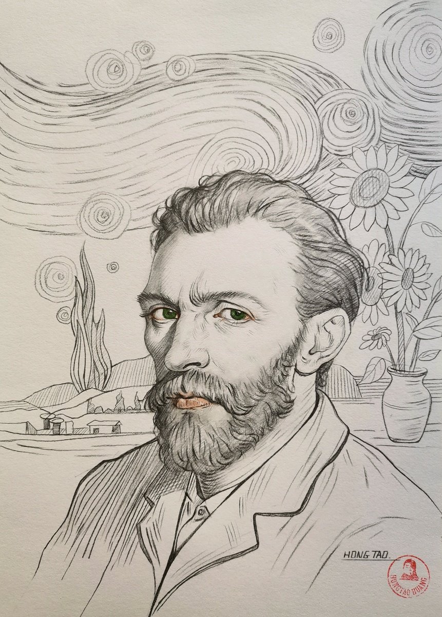 Illustrative Pencil Drawing , To Mr Van Gogh By Hongtao Huang, 7 X 10, Artwork For Sale On Artfinder