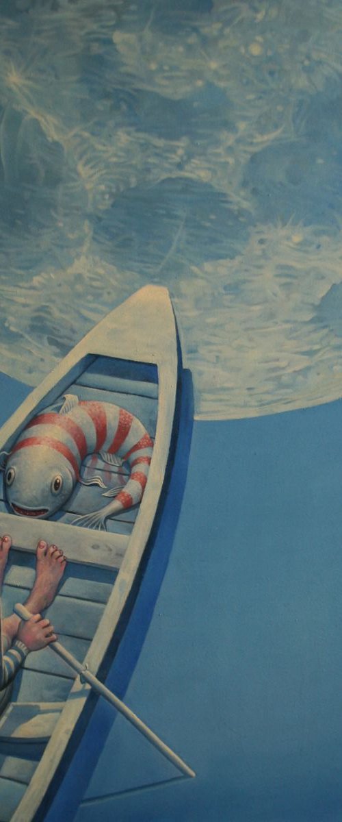 Fish and loon over the moon by Rory Mitchell