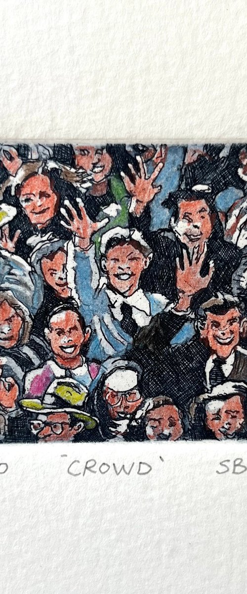 Crowd. Hand coloured limited edition. by Stephen Brook