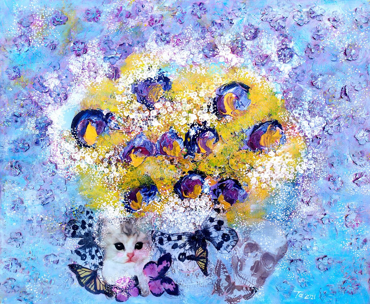 Happy life of white cat by Tetiana Chebrova