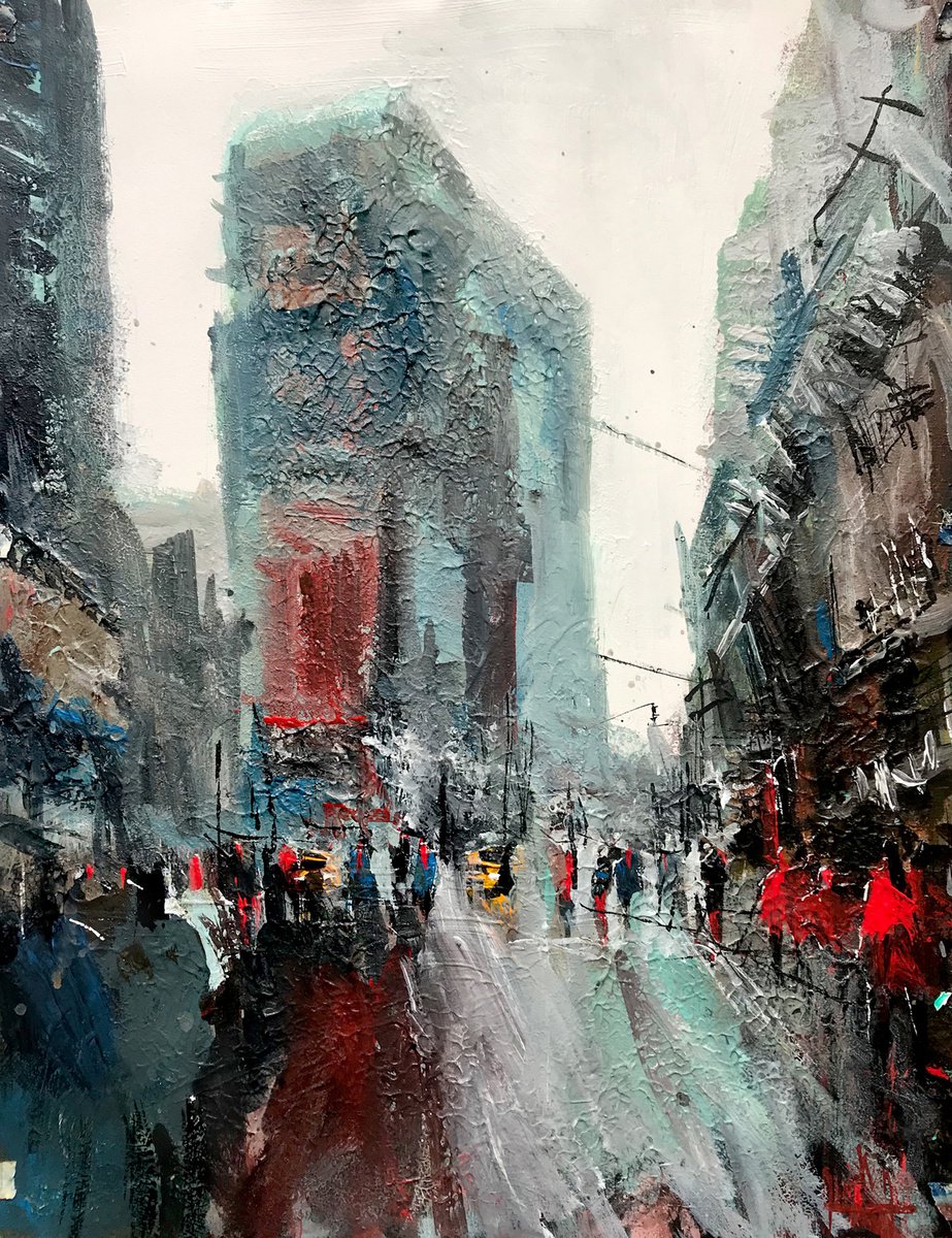 Impressionistic Cityscapes Acrylic Painting By Nicolas Jolly, 20 X 26", New York 007., Original Artwork