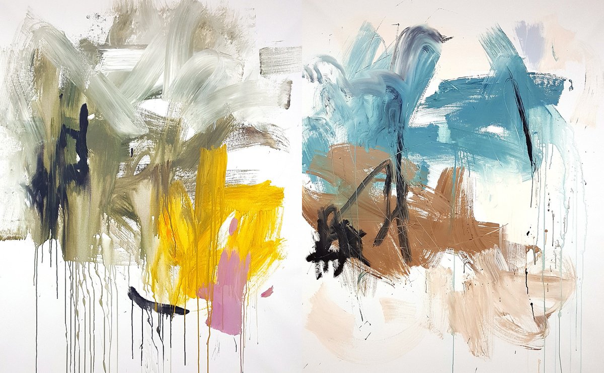 Abstract Oil Painting By Hugh Abernethy, 94 X 59, Pyche, Original Artwork