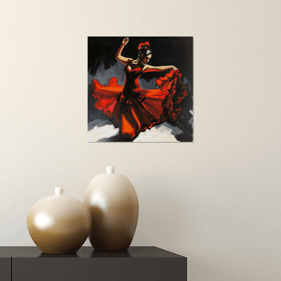 Flamenco in red motion