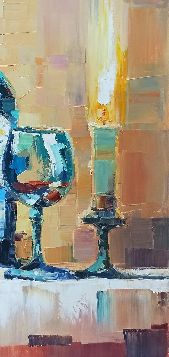 Still life with wine and candle